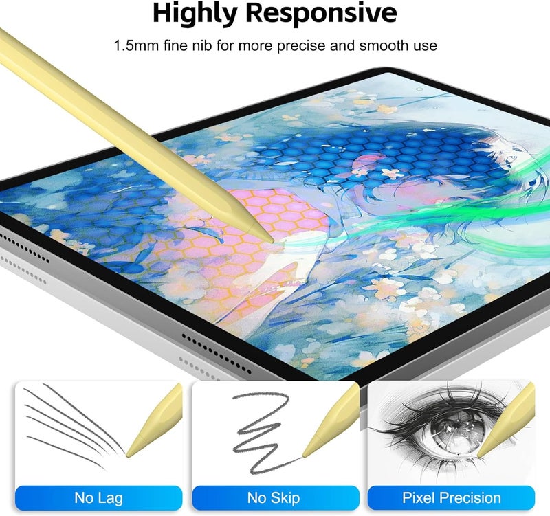 Aspaper Stylus Pen for iPad 2025-2018 with 13mins Fast Charge,Tilt Sensitive Palm Rejection Pencil for 11th A16,10th/9th/8th/7th/6th, Air 11/13 M2/M3,Pro 11/13 M4/M5,Pro 12.9“,Air 5/4/3,Mini 7/6/5 - Image 3